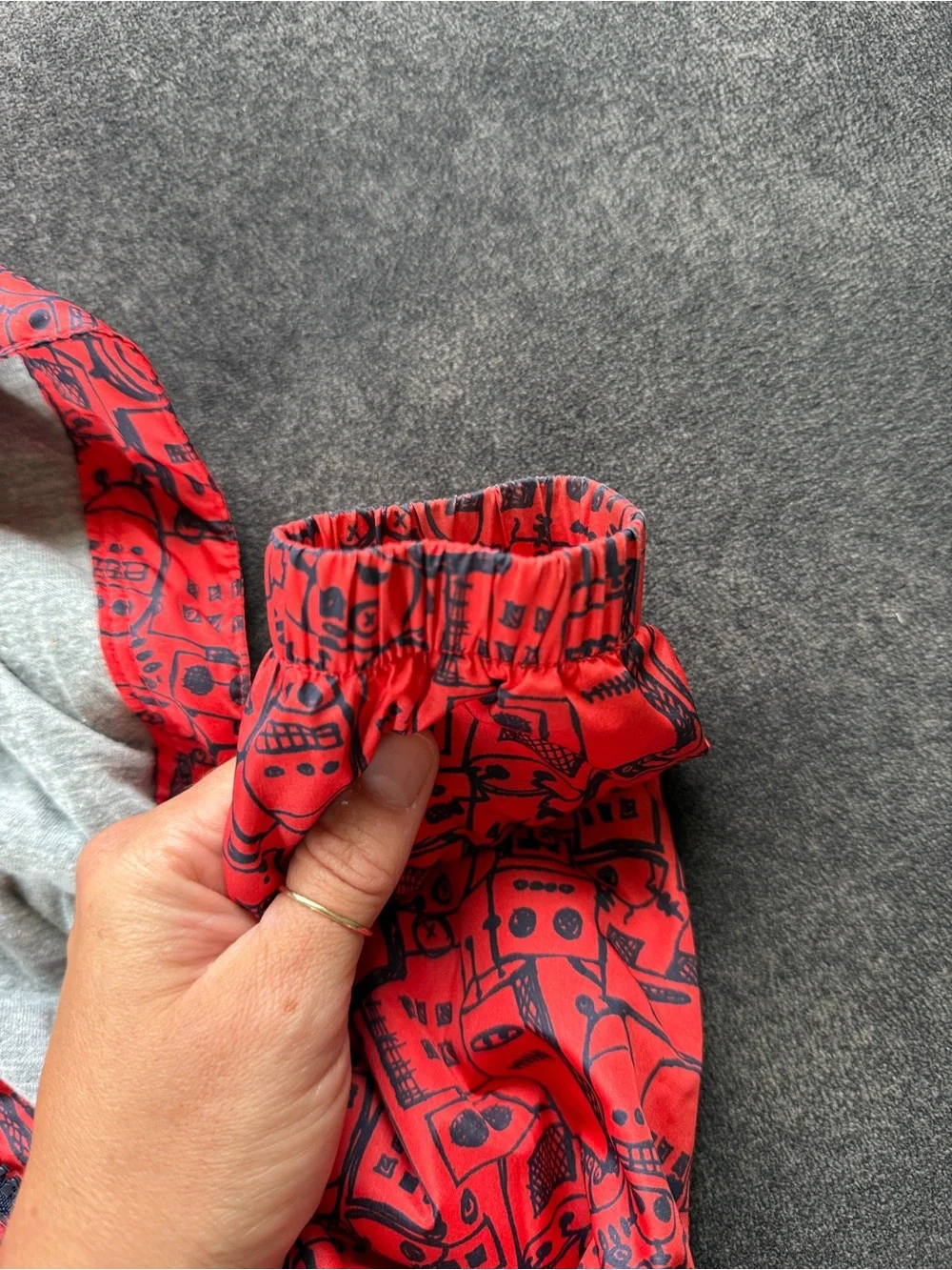 GAP Red Hooded Raincoat with Robot Pattern